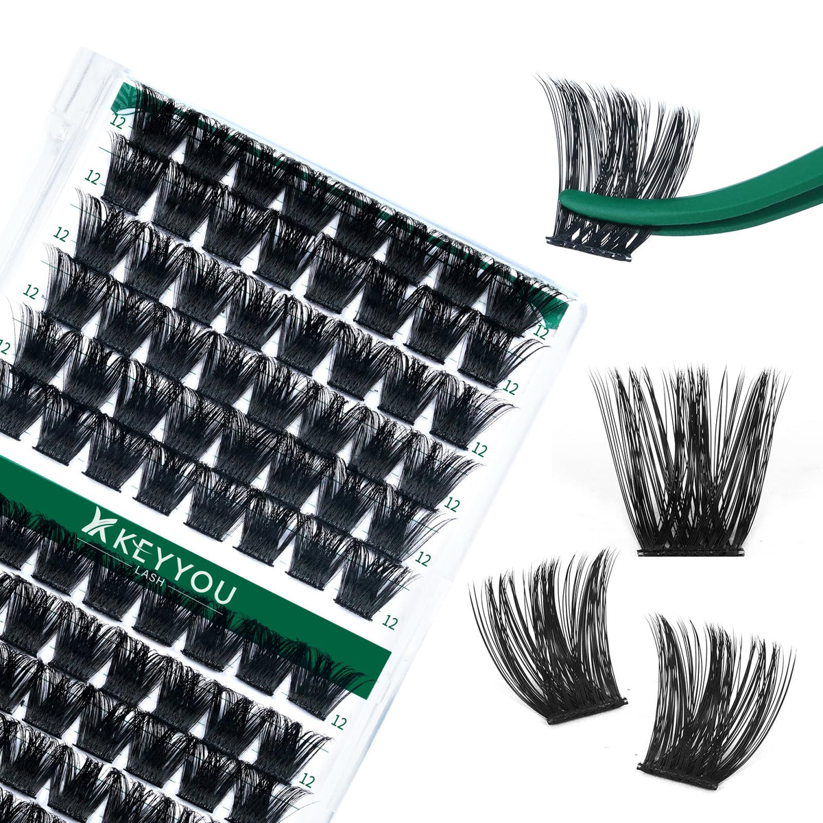KEYYOU ensemble-cils 96 pièces Y02 D12mm, volume léger et naturel.