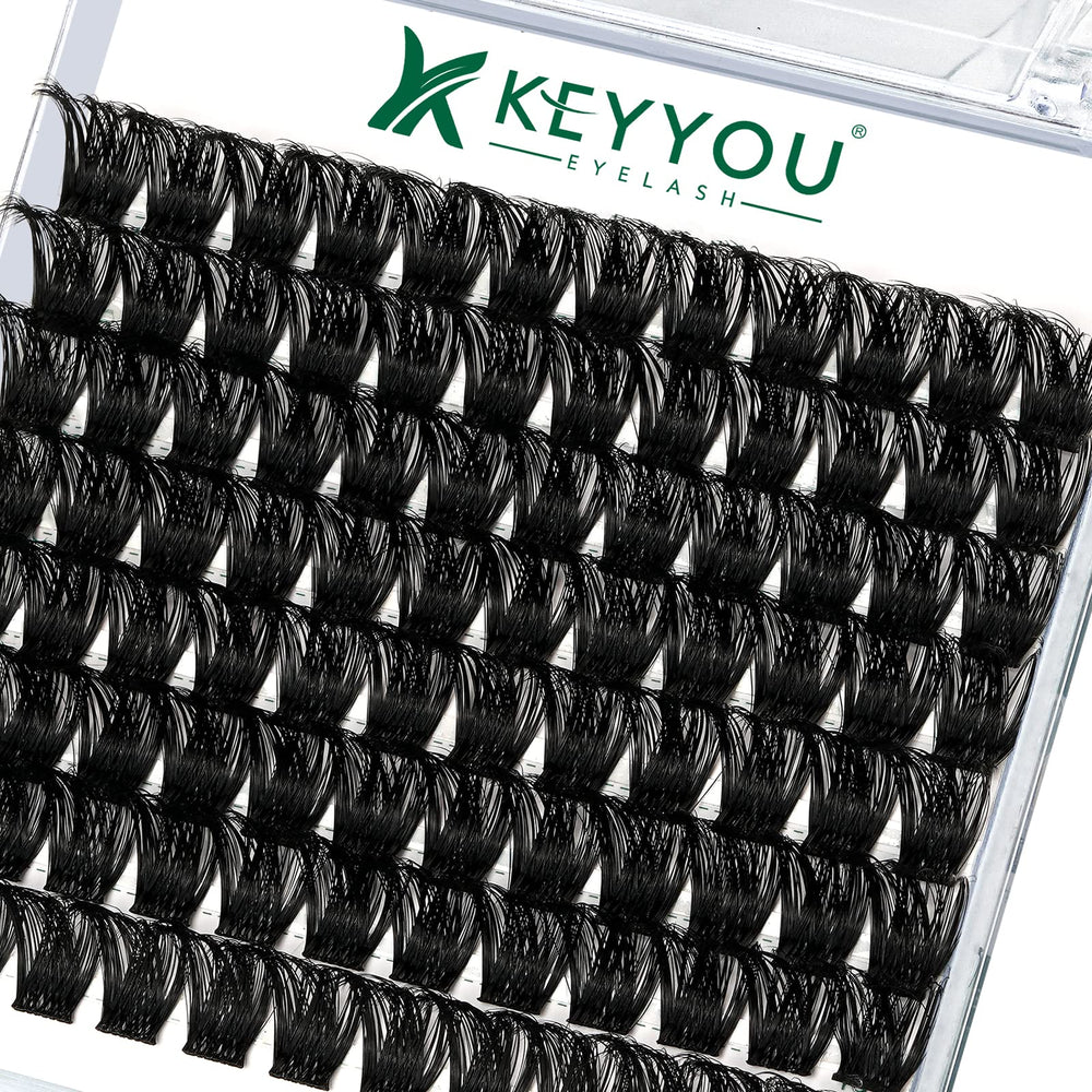 KEYYOU cils en grappes 96 pièces, emballage prêt à tester pour un volume personnalisable.