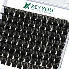 KEYYOU cils en grappes 96 pièces, emballage prêt à tester pour un volume personnalisable.