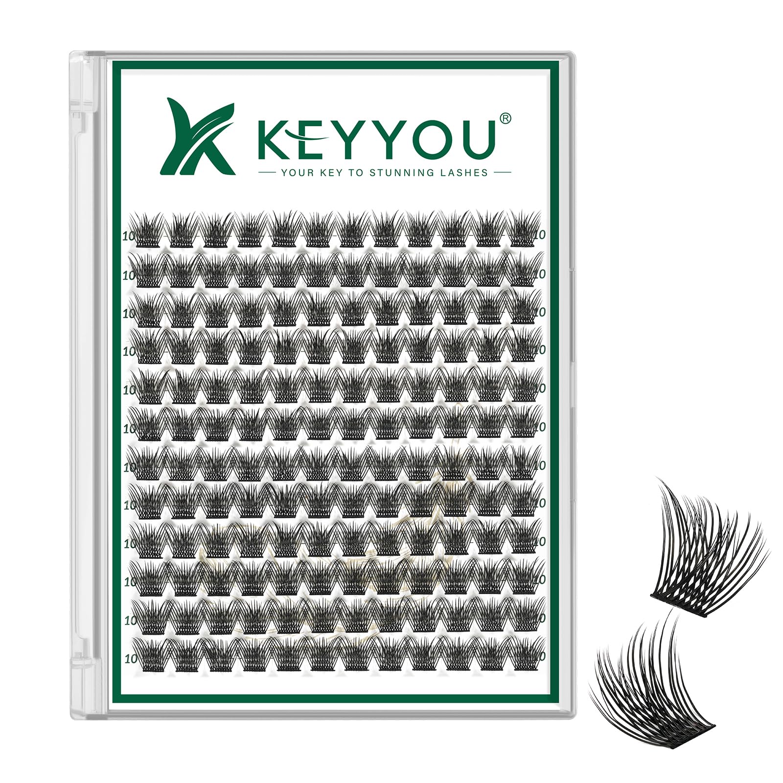 keyyou lash clusters 144pcs, leger et naturel, pour un regard durable