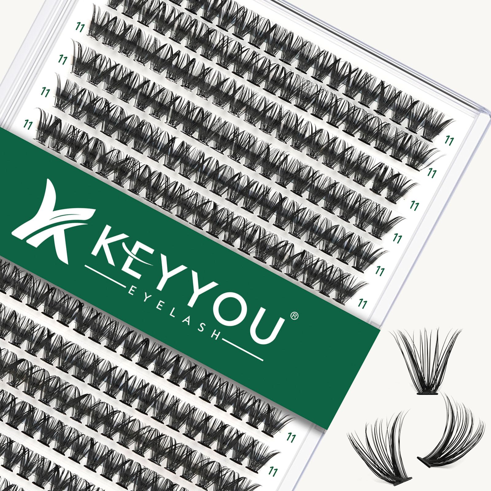 KEYYOU Lash Clusters sur plateau de 300 pièces pour un choix rapide de styles