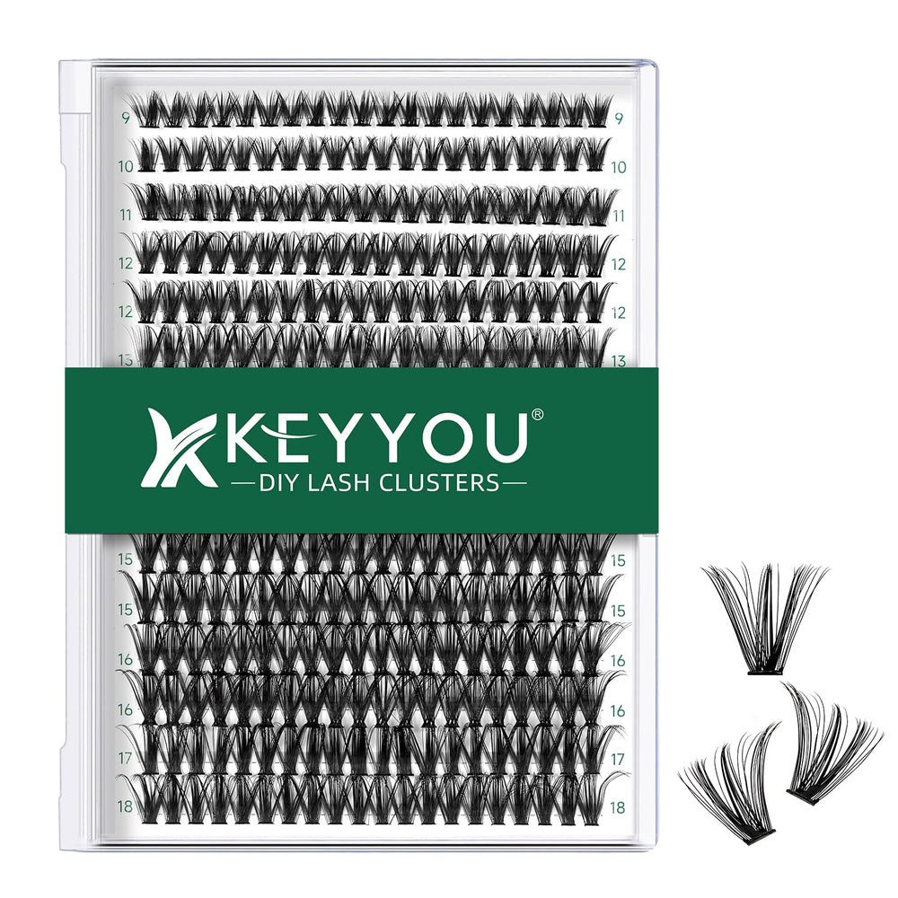 KEYYOU lash clusters sur plateau 300 pièces pour un choix rapide et naturel.
