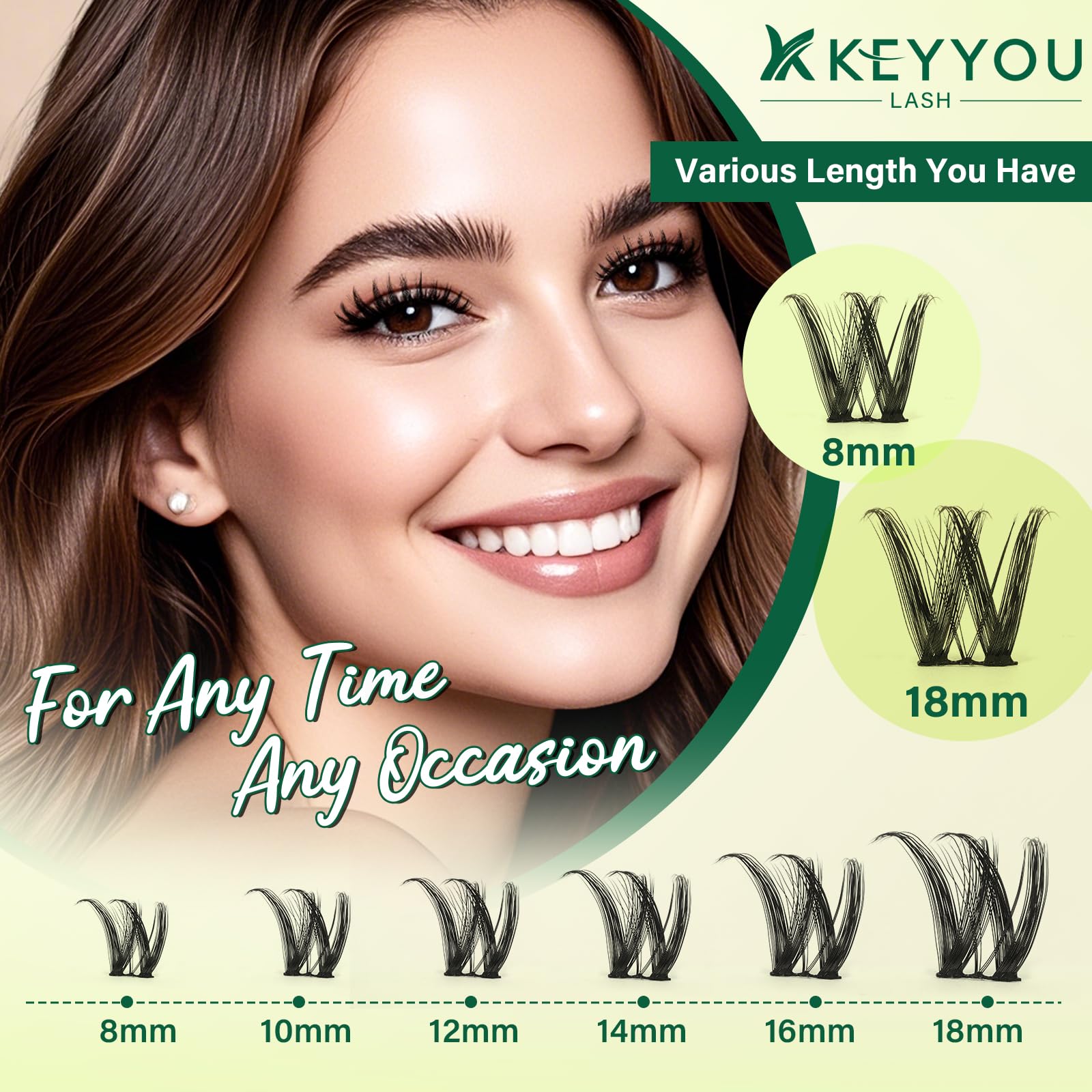 KEYYOU LASH Ensemble de cils 8-18 mm, 144 pièces, options variées