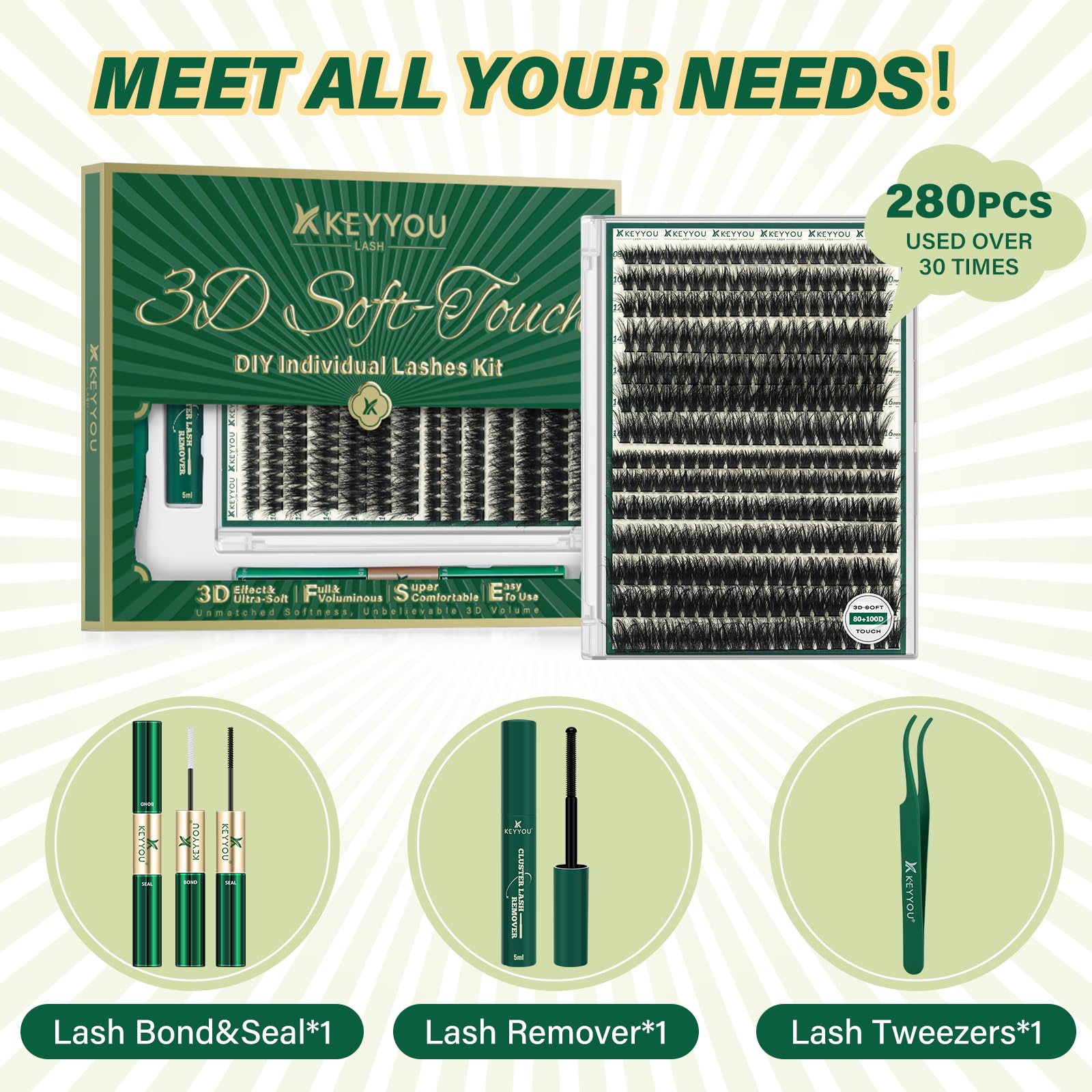 KEYYOU LASH étui pratique pour ranger et transporter le kit avec élégance.