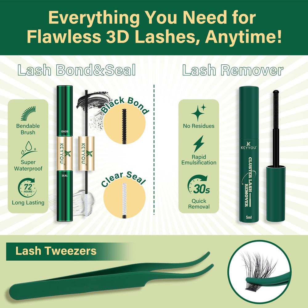 KEYYOU LASH extensions cils 3D pour un regard volumineux et naturel.