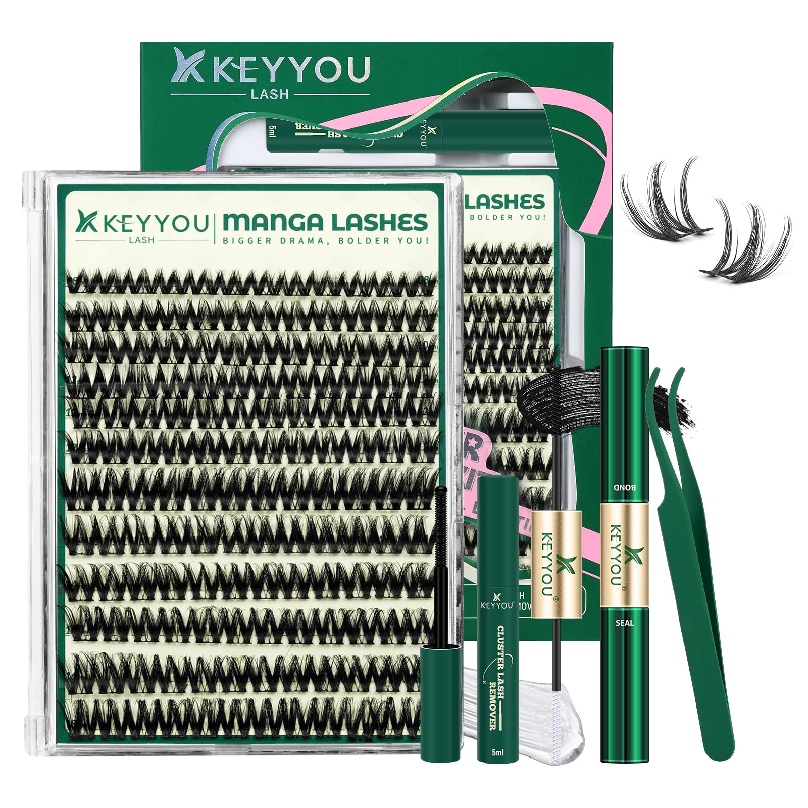 KEYYOU LASH Flaunt Groupes Cils Flora D Curl 144 pièces, volume personnalisable