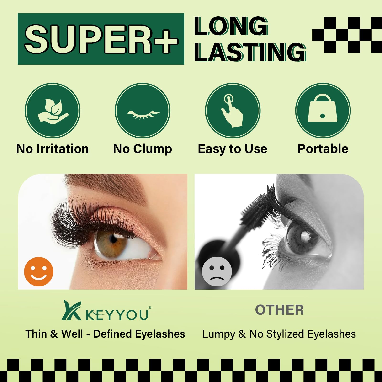 KEYYOU tenue 48-72 heures, adhérence fiable pour différents types de faux cils.