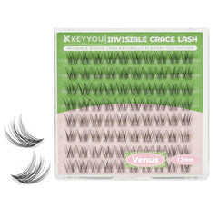 KEYYOU Venus Lash Clusters avec bande invisible pour un regard naturel.