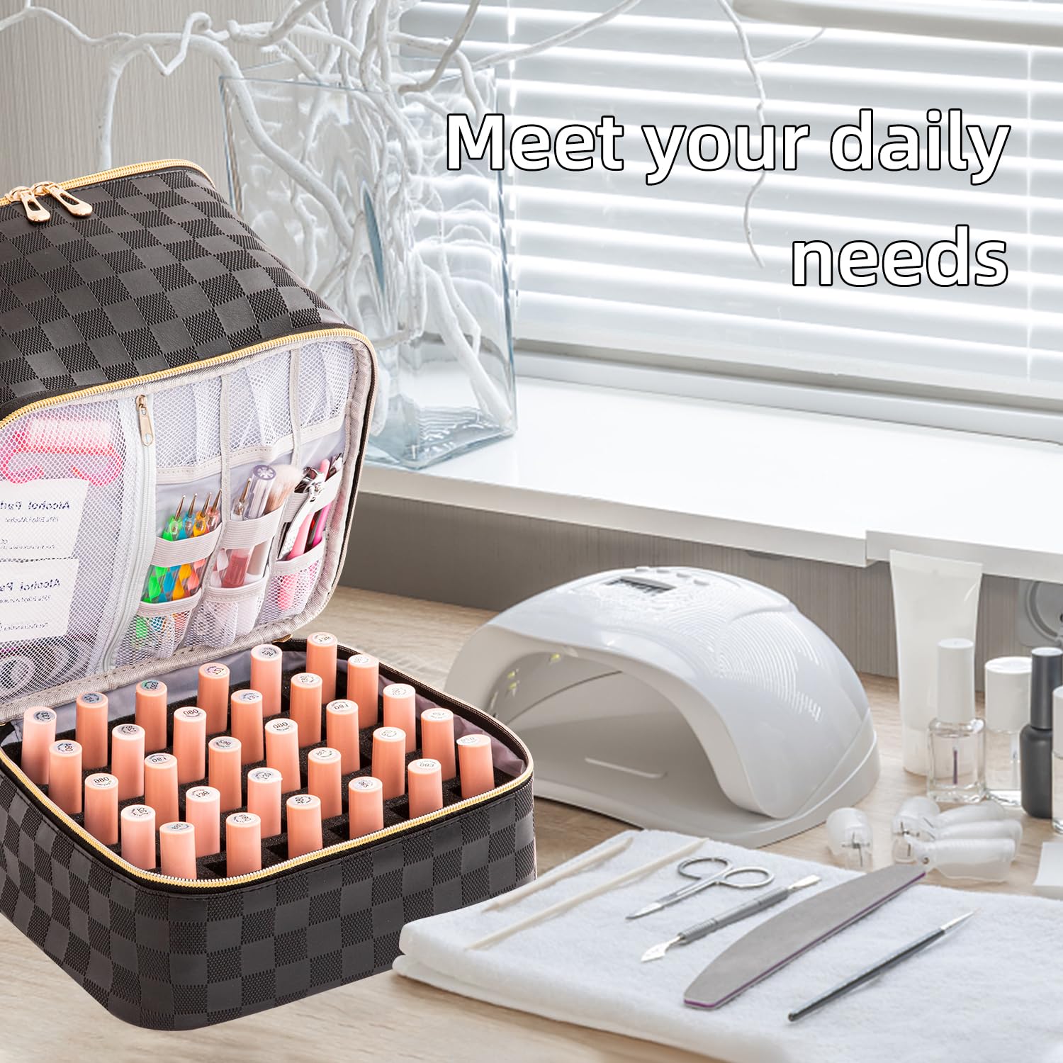 KGMCARE 30-bouteilles-vernis-15ml: organisation complète pour kit manucure.