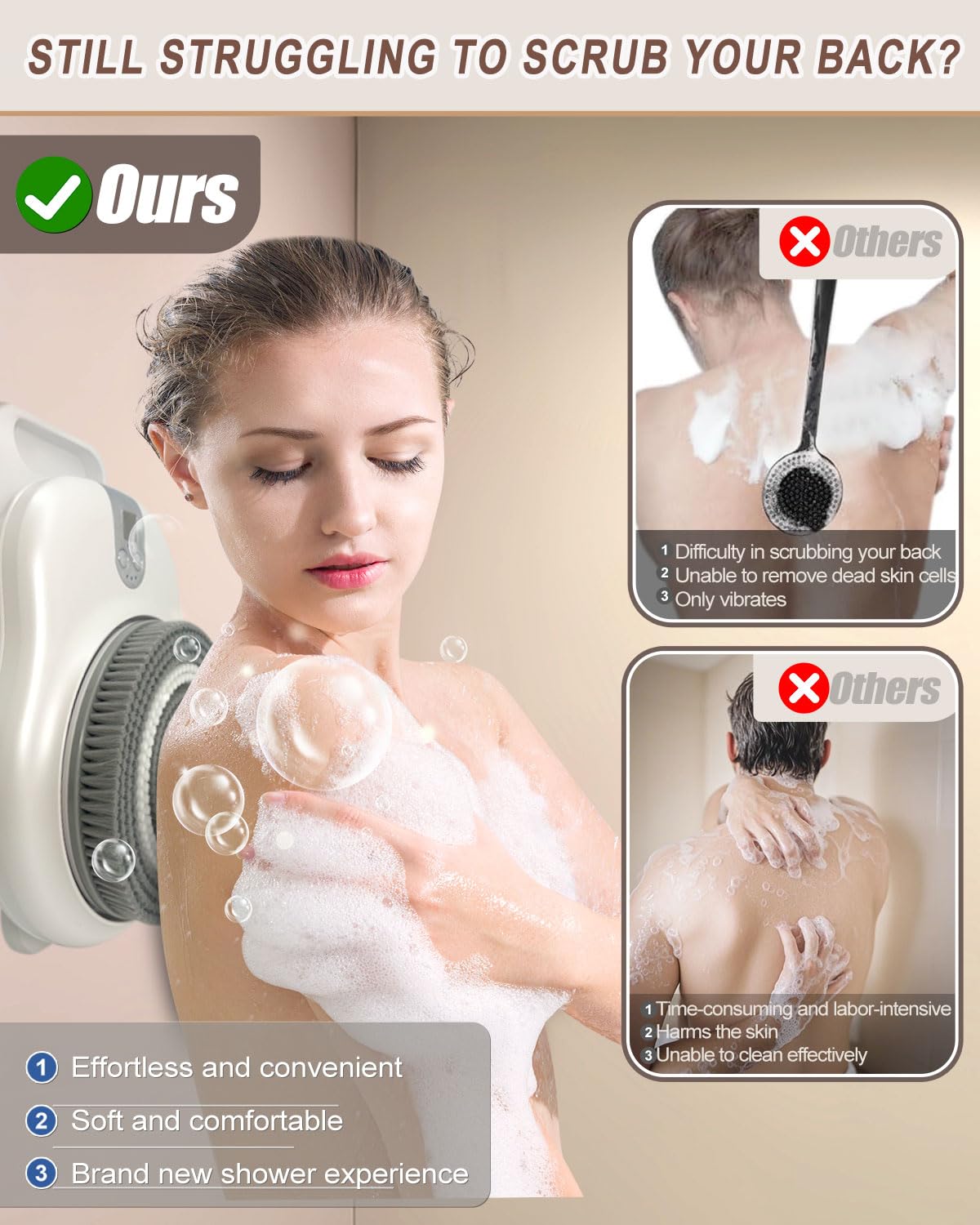 KGV brosse-douche moteur rapide 11000 rpm, expérience de massage dynamique.