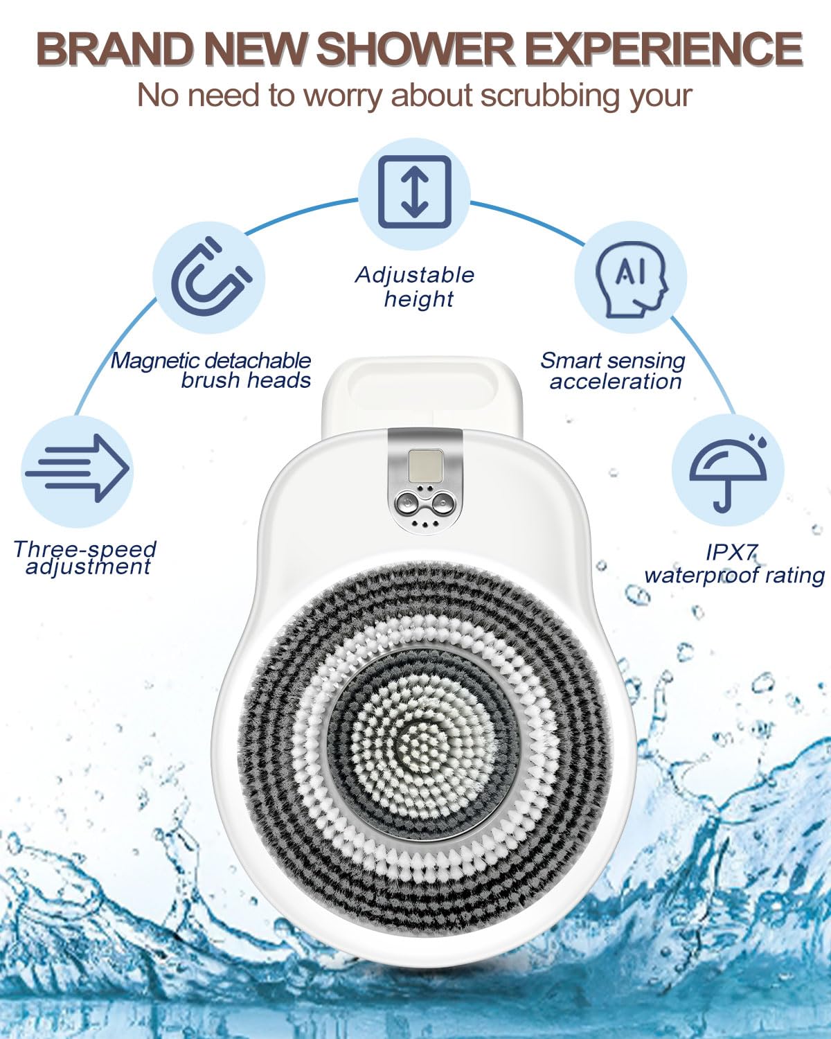 KGV brosse-douche rotation 360, massage humide et exfoliation efficace.
