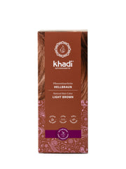 Khadi brun clair – flacon colorant capillaire pour teinte naturelle et chaleureuse.
