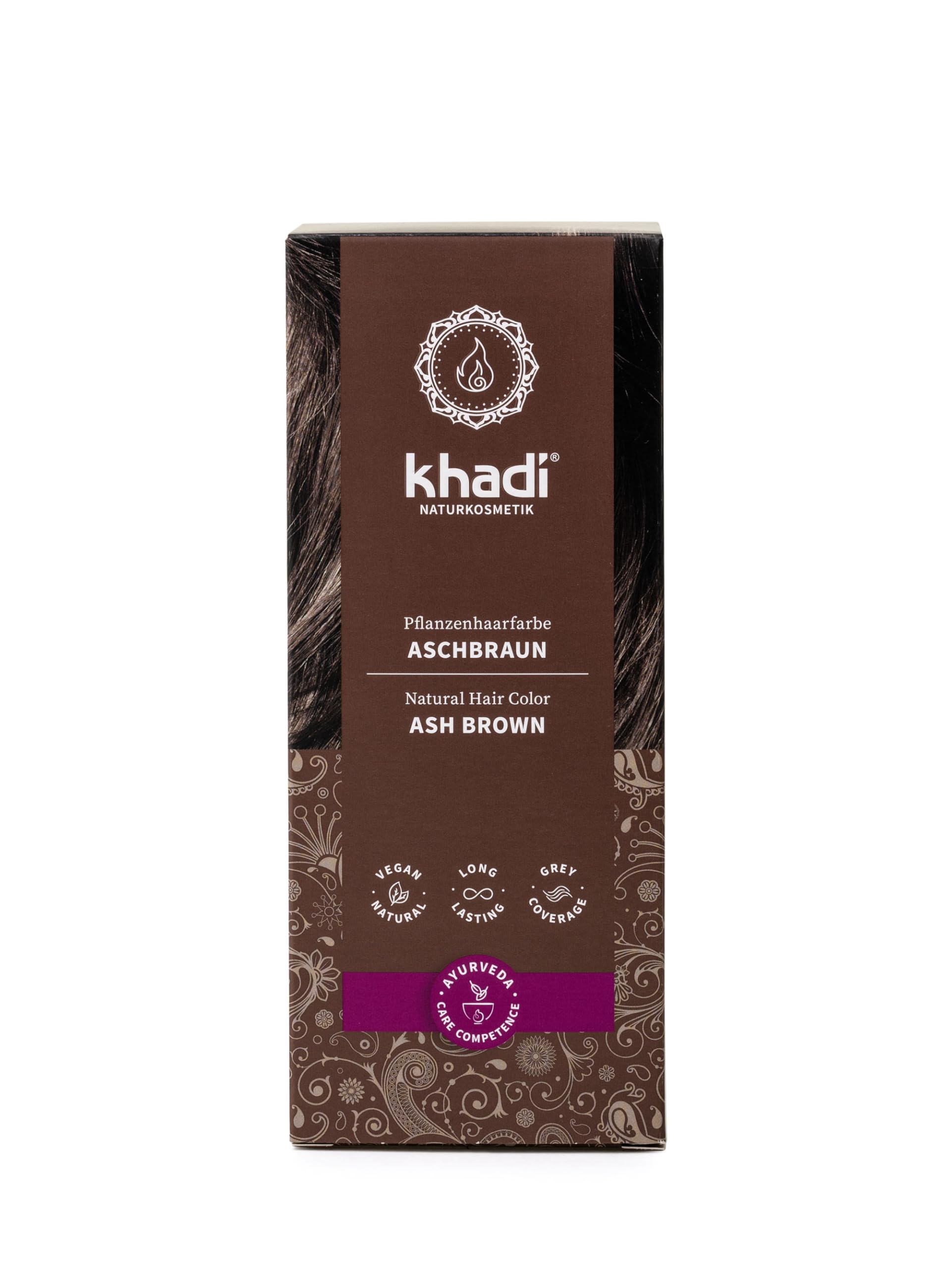 KHADI coloration cheveux brun cendré dans le flacon, couleur naturelle durable.