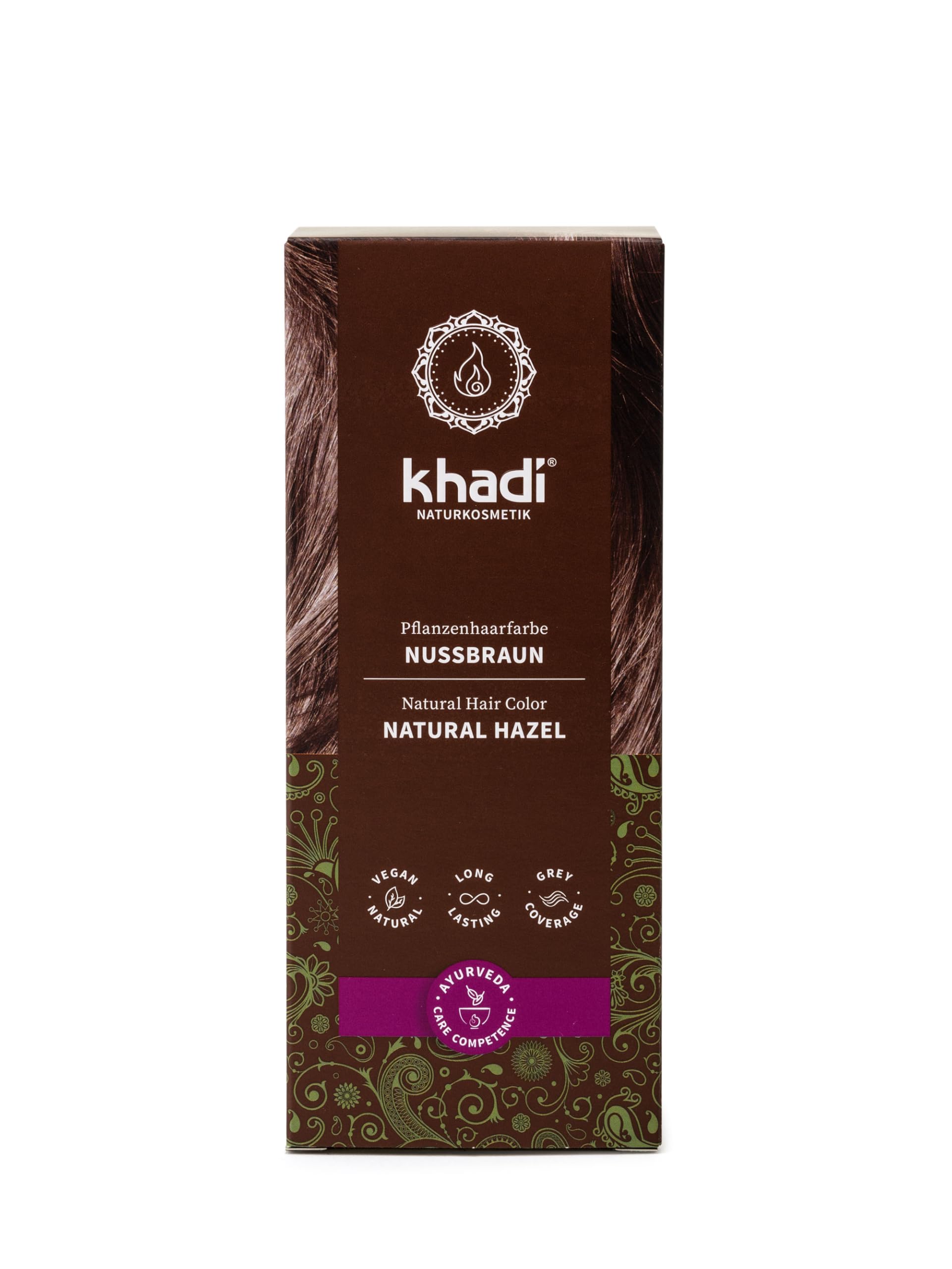KHADI Natural Hazel - bouteille coloration, couleur chocolat naturelle pour cheveux.