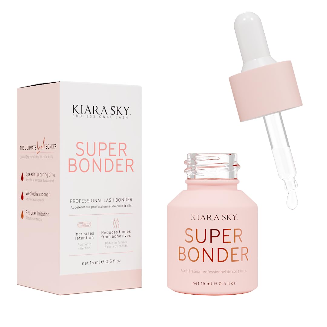 KIARA SKY Super Bonder dans une bouteille-pompe prête pour les extensions de cils, rétention améliorée.