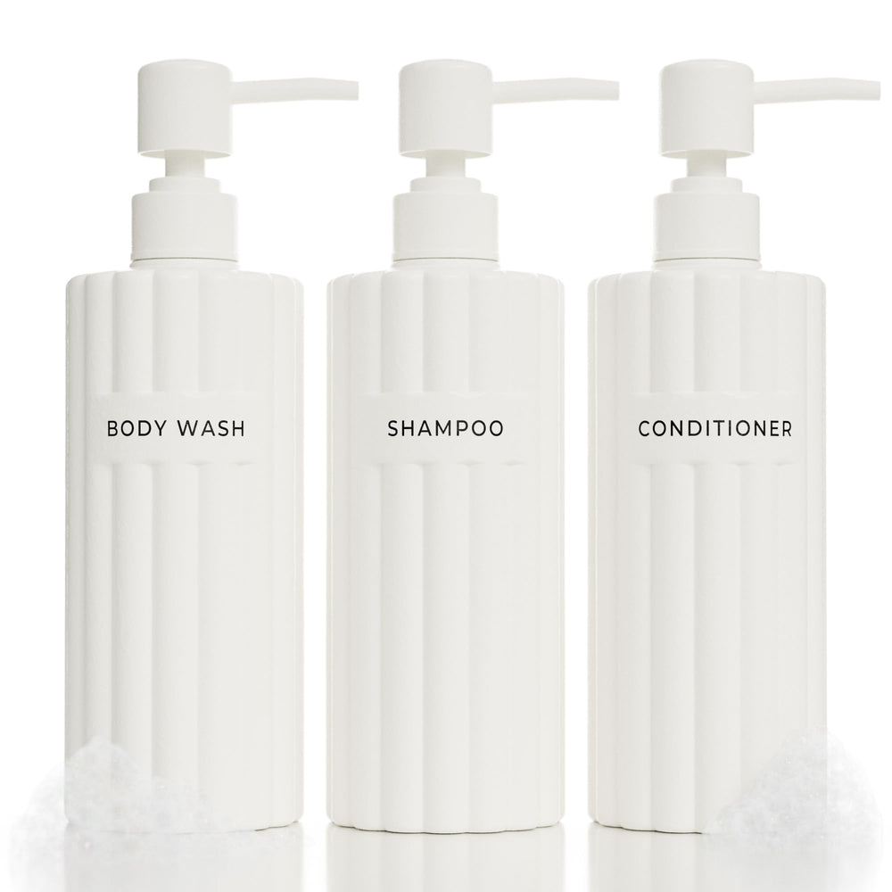 KIBAGA bouteilles-shampoing-ondulees, grande capacité et design élégant pour votre salle de bains.