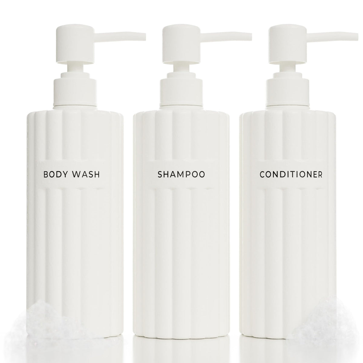 KIBAGA bouteilles-shampoing-ondulees, grande capacité et design élégant pour votre salle de bains.