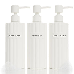 KIBAGA bouteilles-shampoing-ondulees, grande capacité et design élégant pour votre salle de bains.