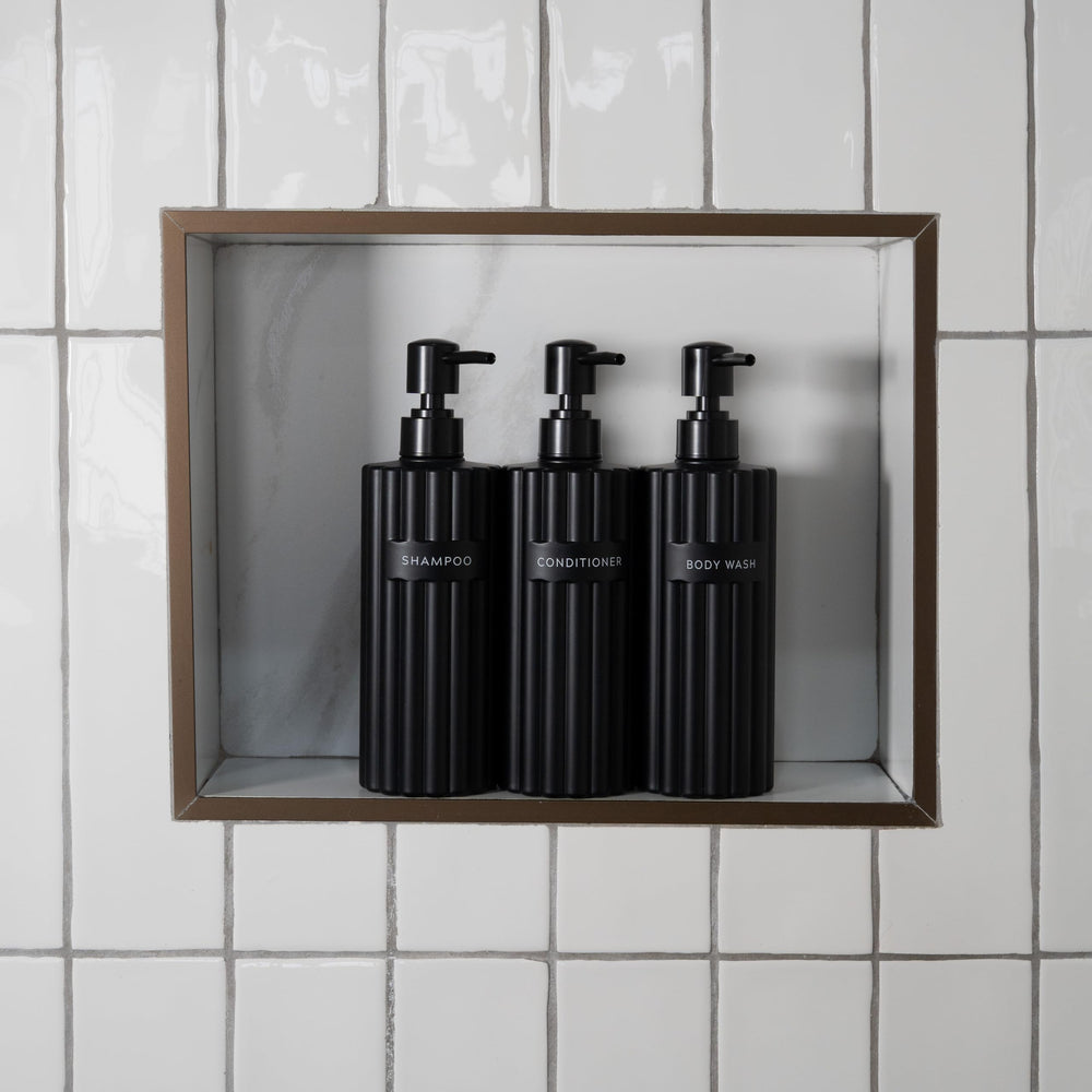 KIBAGA ensemble bouteilles gel-douche sophistiquées, pratique et ambiance bien-être à domicile.
