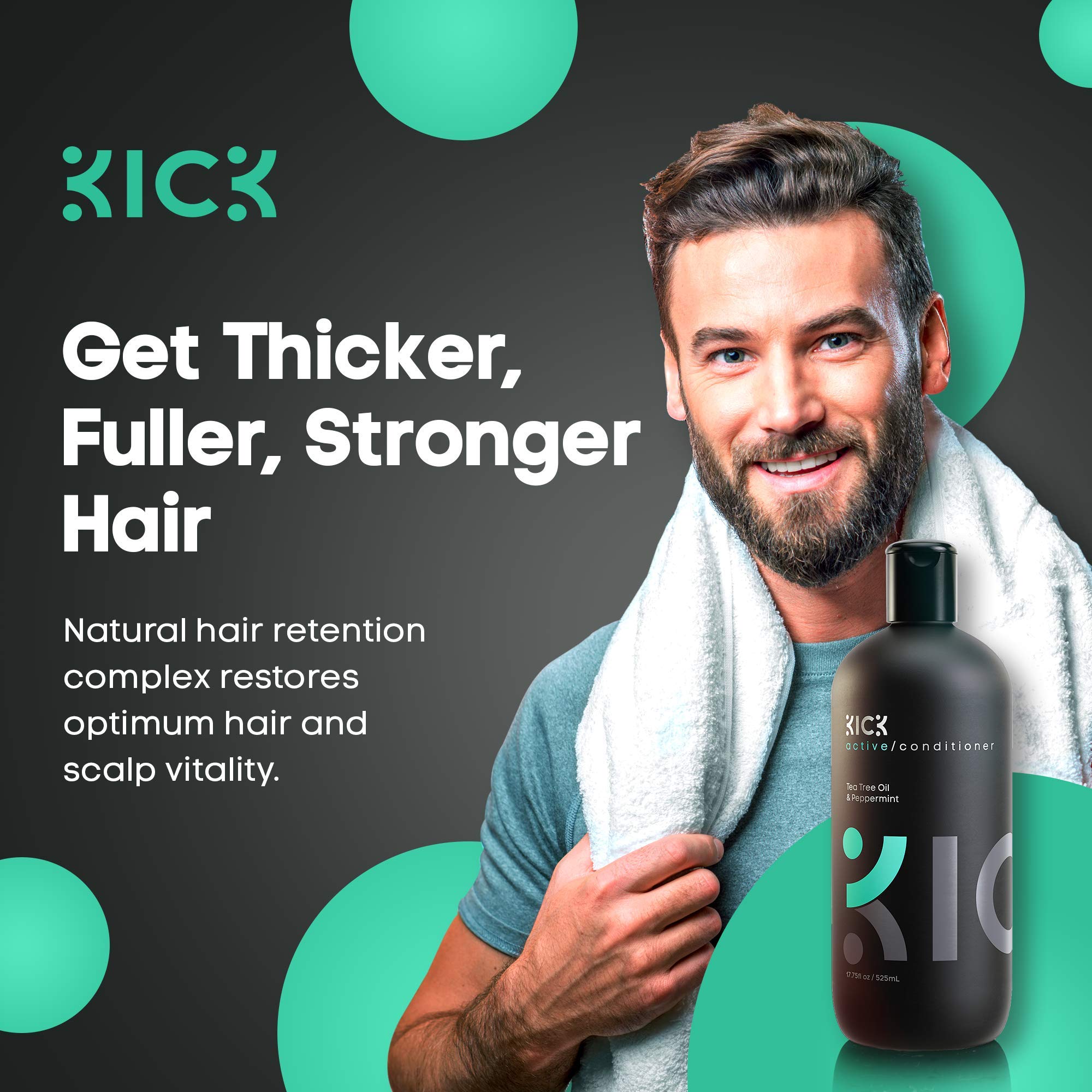 Kick Homme Conditioner application-massage-cuir-chevelu : facilite l'application et rafraîchit le cuir chevelu.
