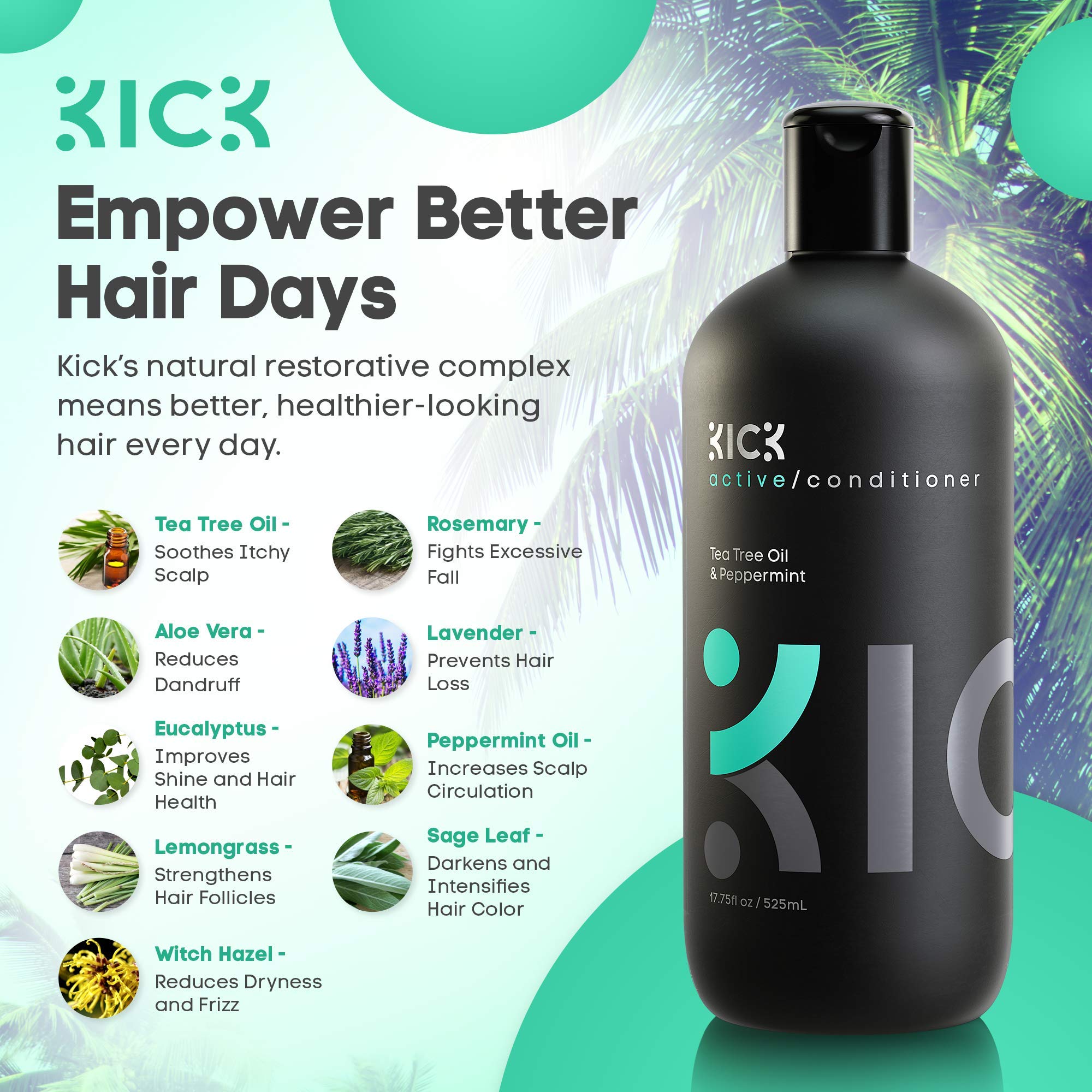 Kick Homme Conditioner stimulation-cuir-chevelu : peut favoriser une sensation de cuir chevelu sain.