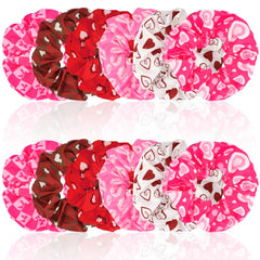 KICOSY – Ensemble de 12 chouchous Saint‑Valentin avec cœurs rose et rouge | Accessoires cheveux