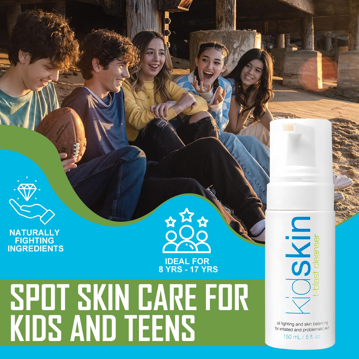 Kidskin T-Blast: huile d’arbre à thé apaise rougeurs et irritations.