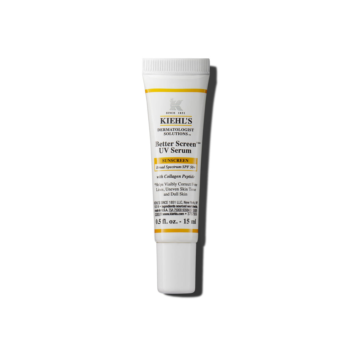 Kiehl's Better Screen Serum dans sa bouteille en verre, écran UV invisible.