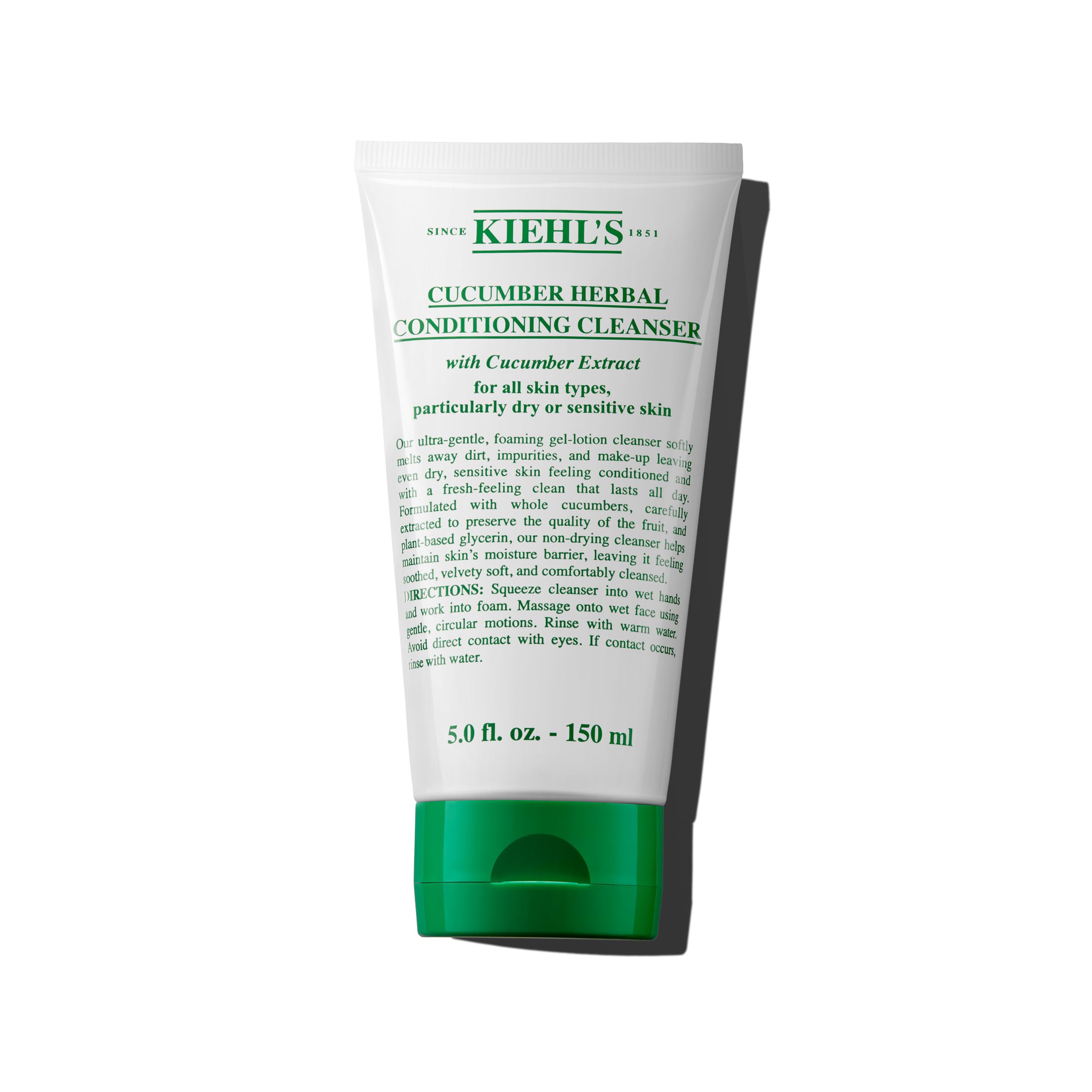 Kiehl's nettoyant concombre en bouteille, soin doux pour peau sensible et hydratée.