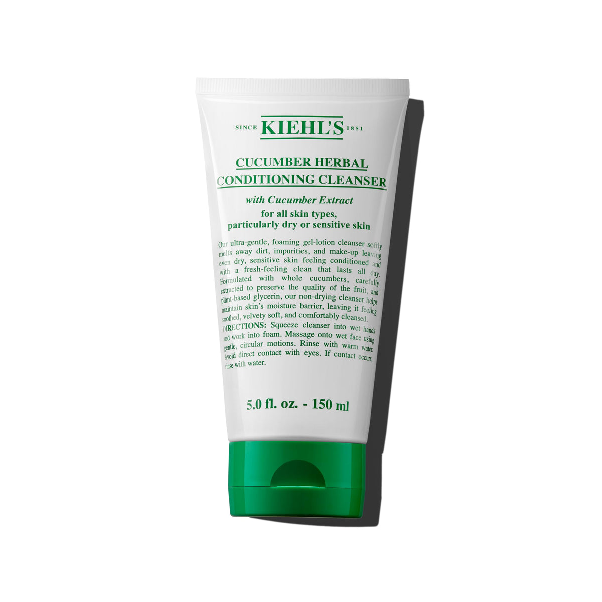 Kiehl's nettoyant concombre en bouteille, soin doux pour peau sensible et hydratée.