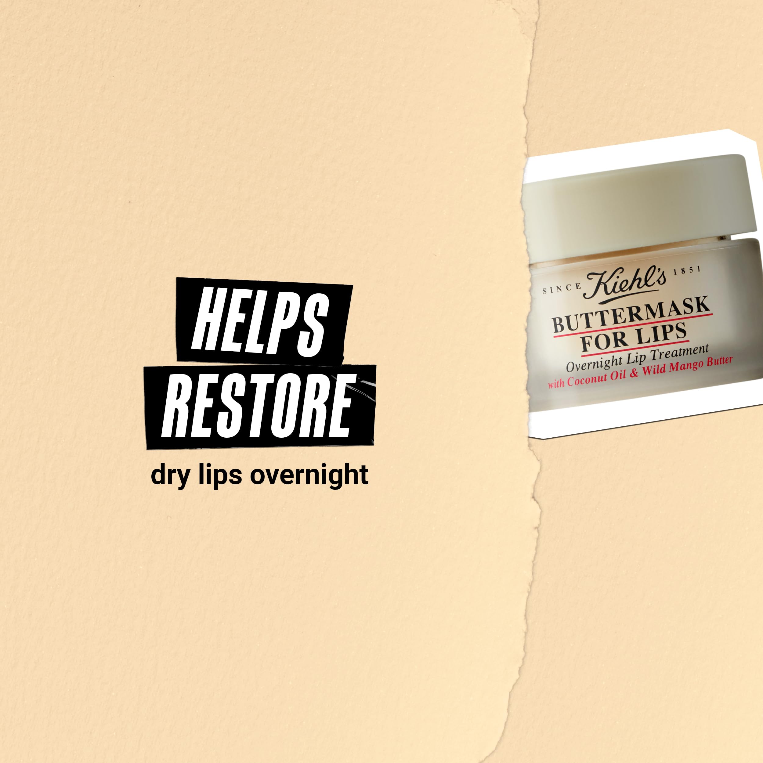 Kiehl's Buttermask Lèvres – huile de coco équitable intégrée au soin hydratant.