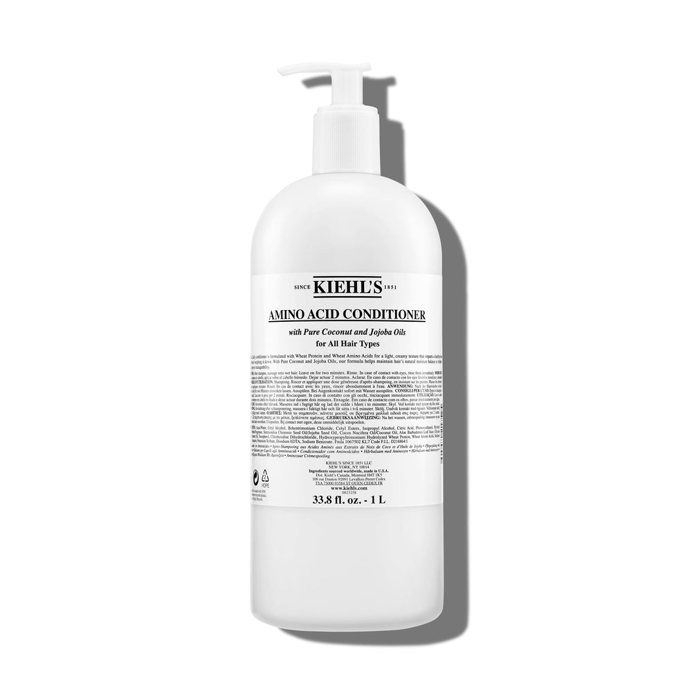 Kiehl's conditionneur acides aminés — bouteille pompe pour un soin fortifiant et hydratant.