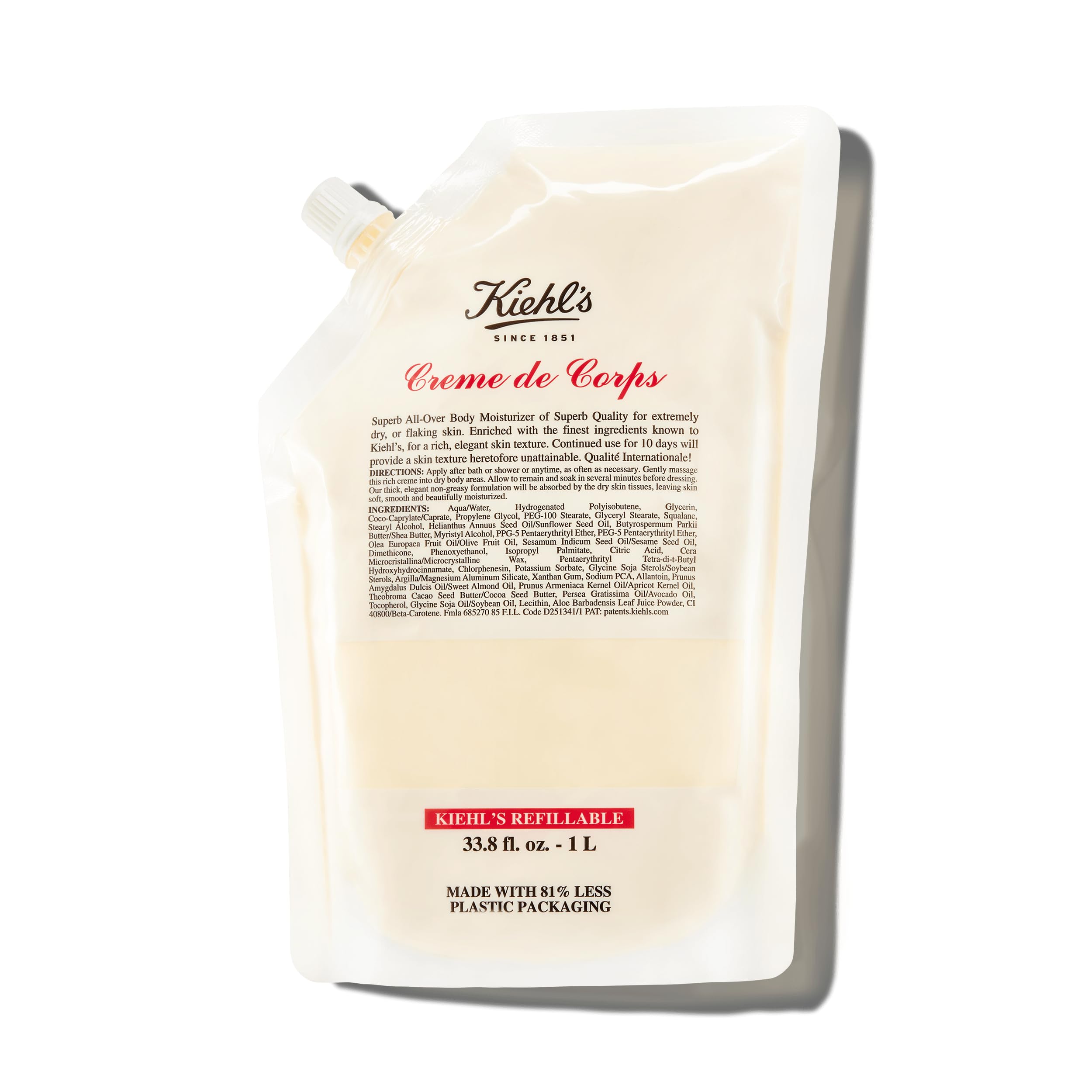 Kiehl's Crème de Corps Rich — flacon hydratant, peau douce et non grasse