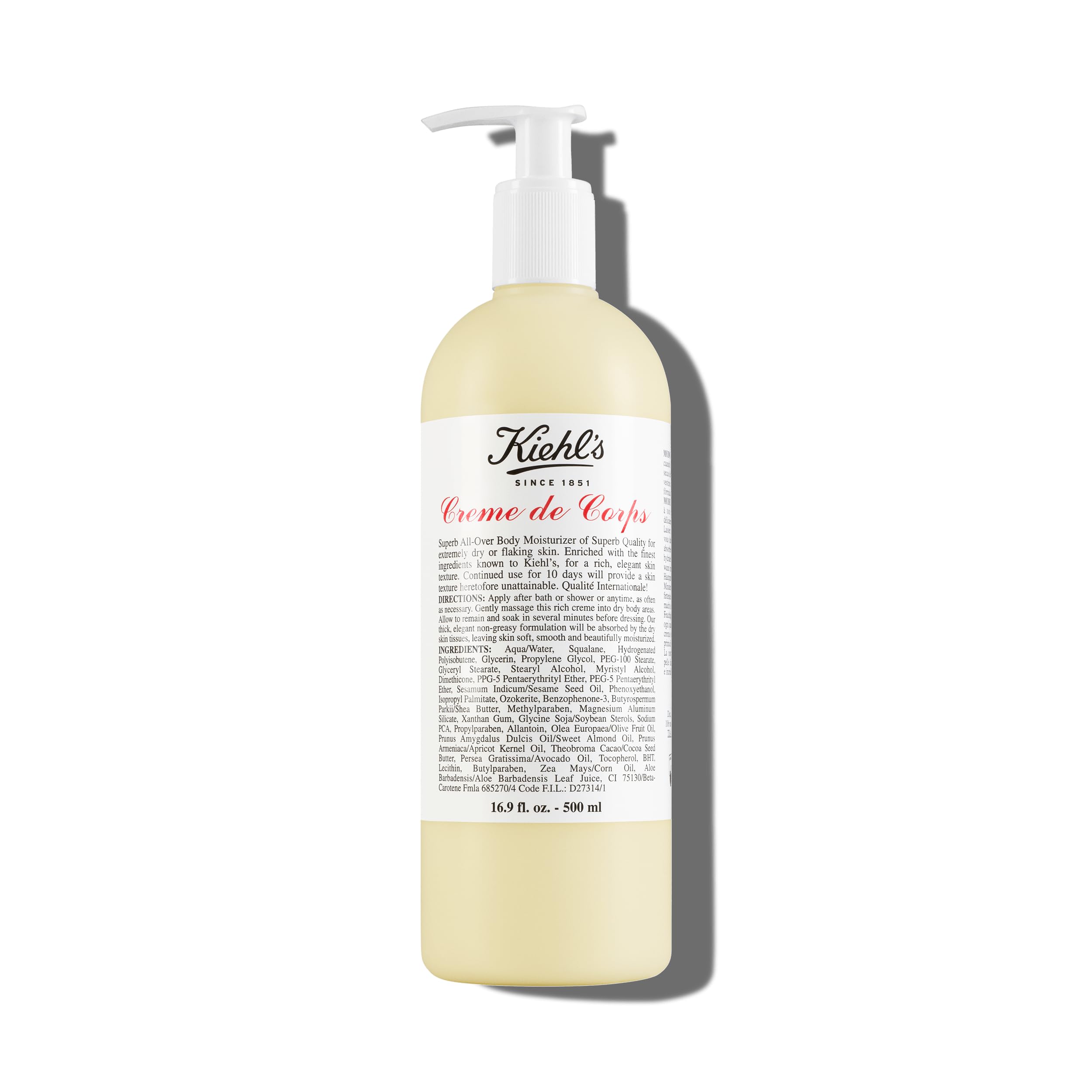 Kiehl's Crème de Corps riche, texture onctueuse et hydratation rapide pour la peau.
