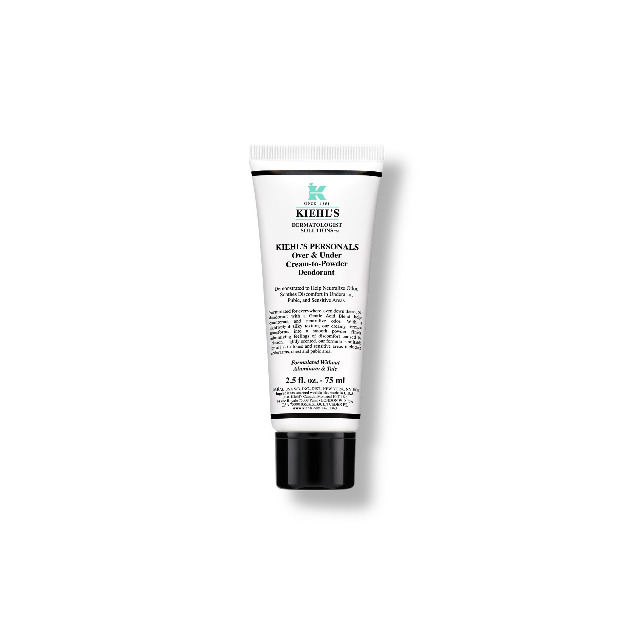 Kiehl's Déodorant Traitement Corps Entier, bouteille 75 ml, contrôle des odeurs sur le long terme