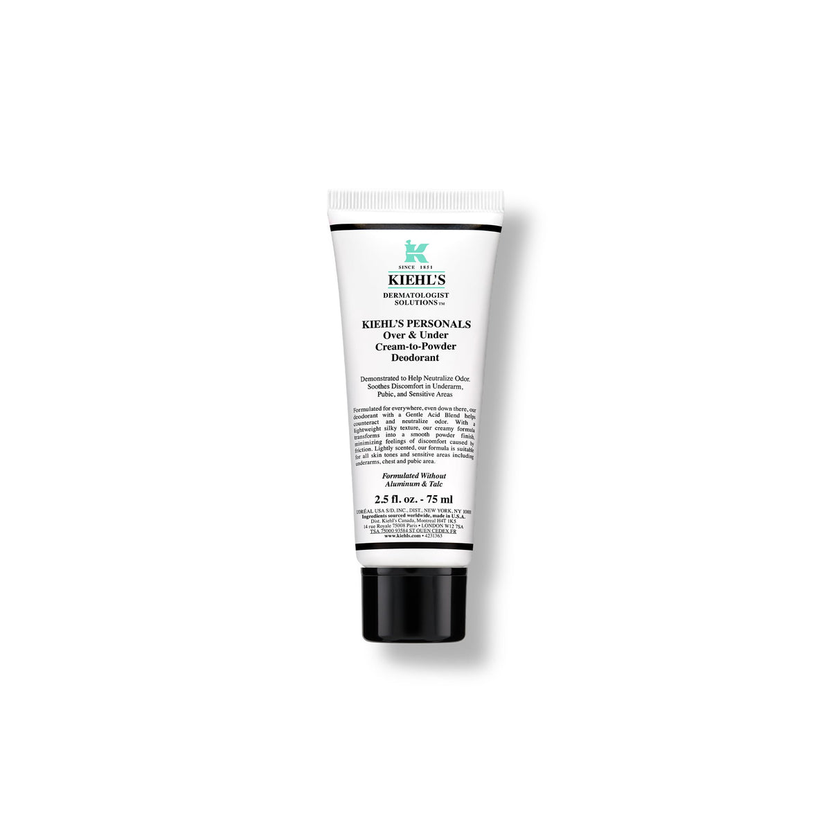 Kiehl's Déodorant Traitement Corps Entier, bouteille 75 ml, contrôle des odeurs sur le long terme