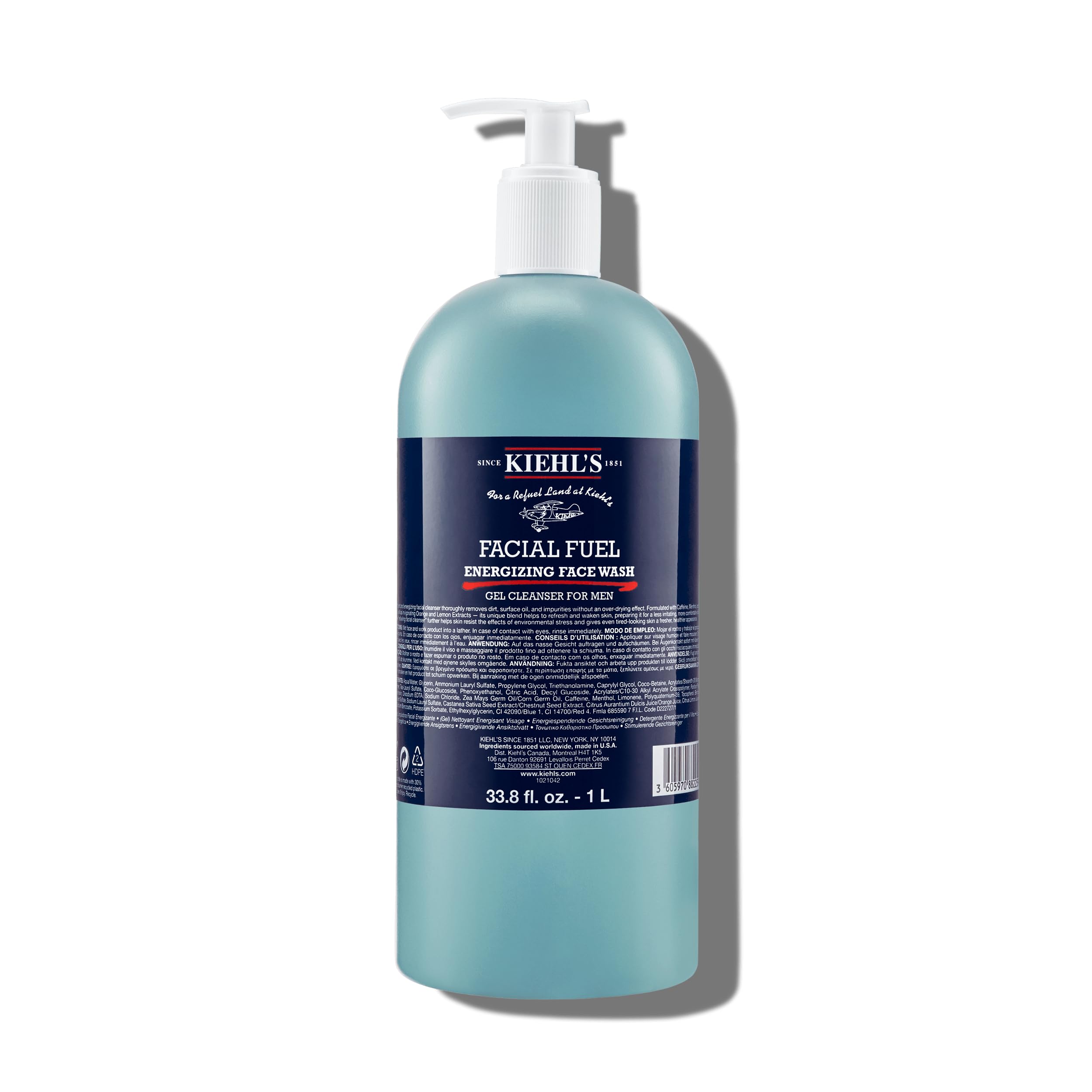 Kiehl's Facial Fuel: flacon gel nettoyant visage rafraîchissant