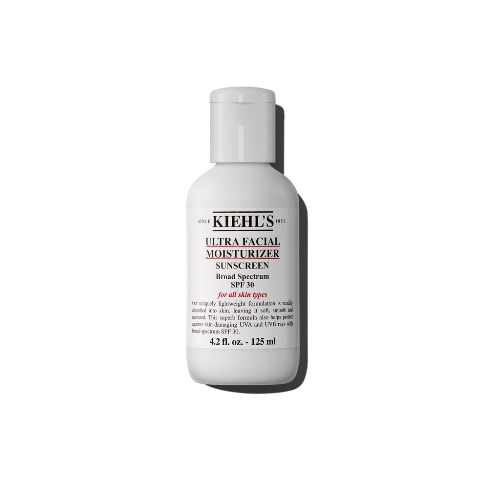 Kiehl's Hydratant Visage SPF30 — bouteille indiquant hydratation et protection solaire.
