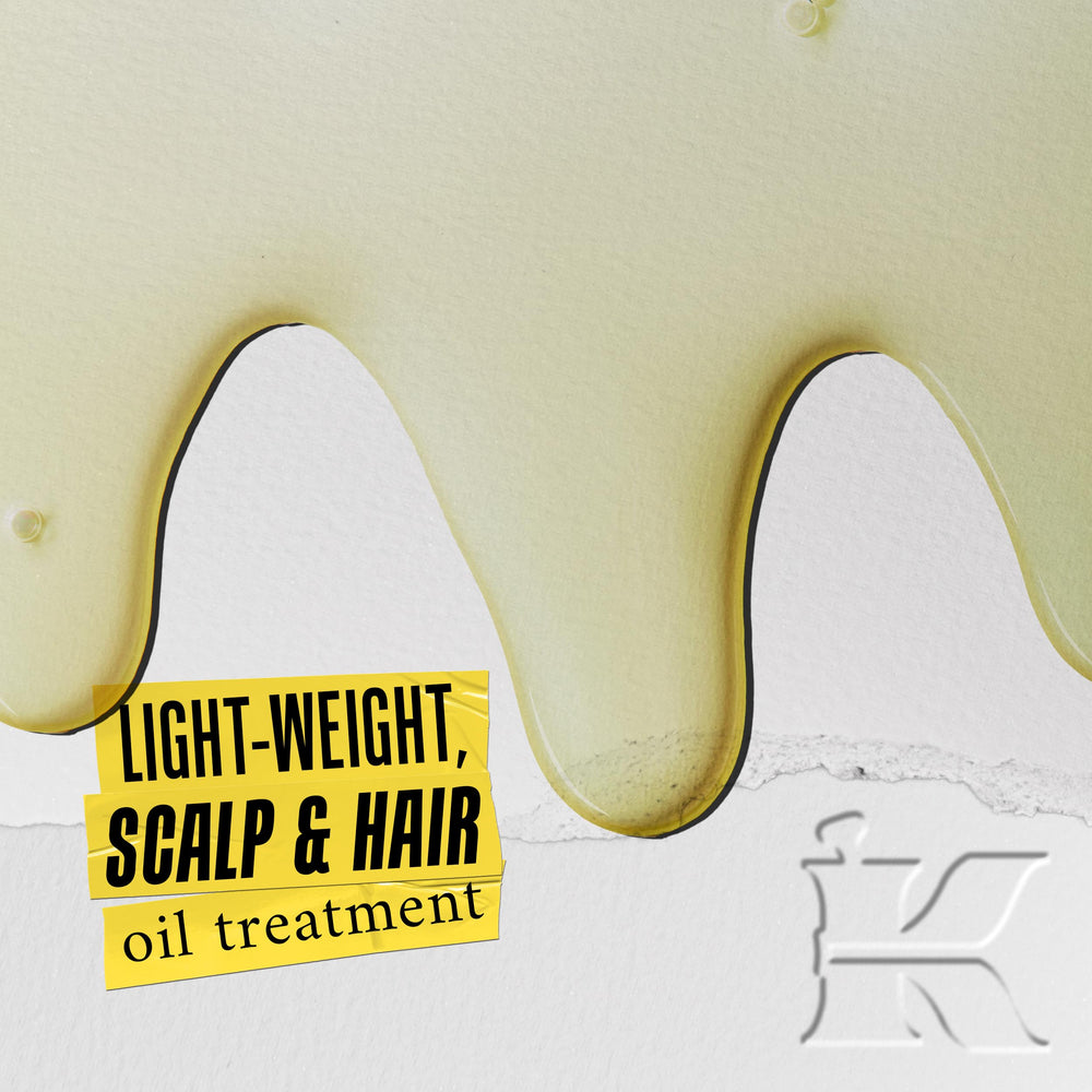 Kiehl's Magic Elixir: application sur cuir chevelu pour stimuler et assouplir.