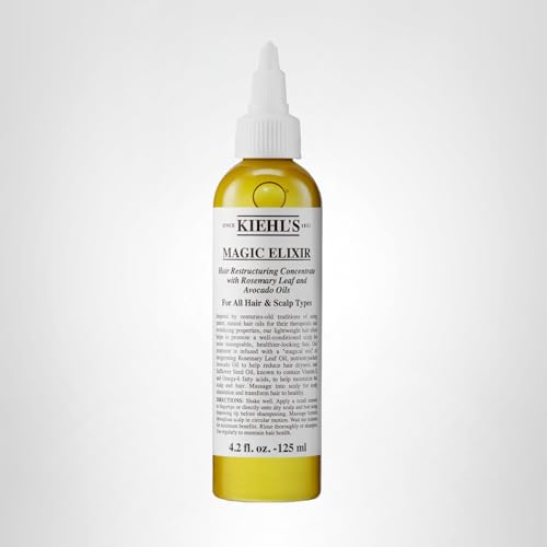 Kiehl's Magic Elixir: infusion d'avocat et romarin pour soins capillaires quotidiens.