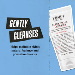 Kiehl's Nettoyant Visage Ultra Facial — massage circulaire pour nettoyer en douceur.