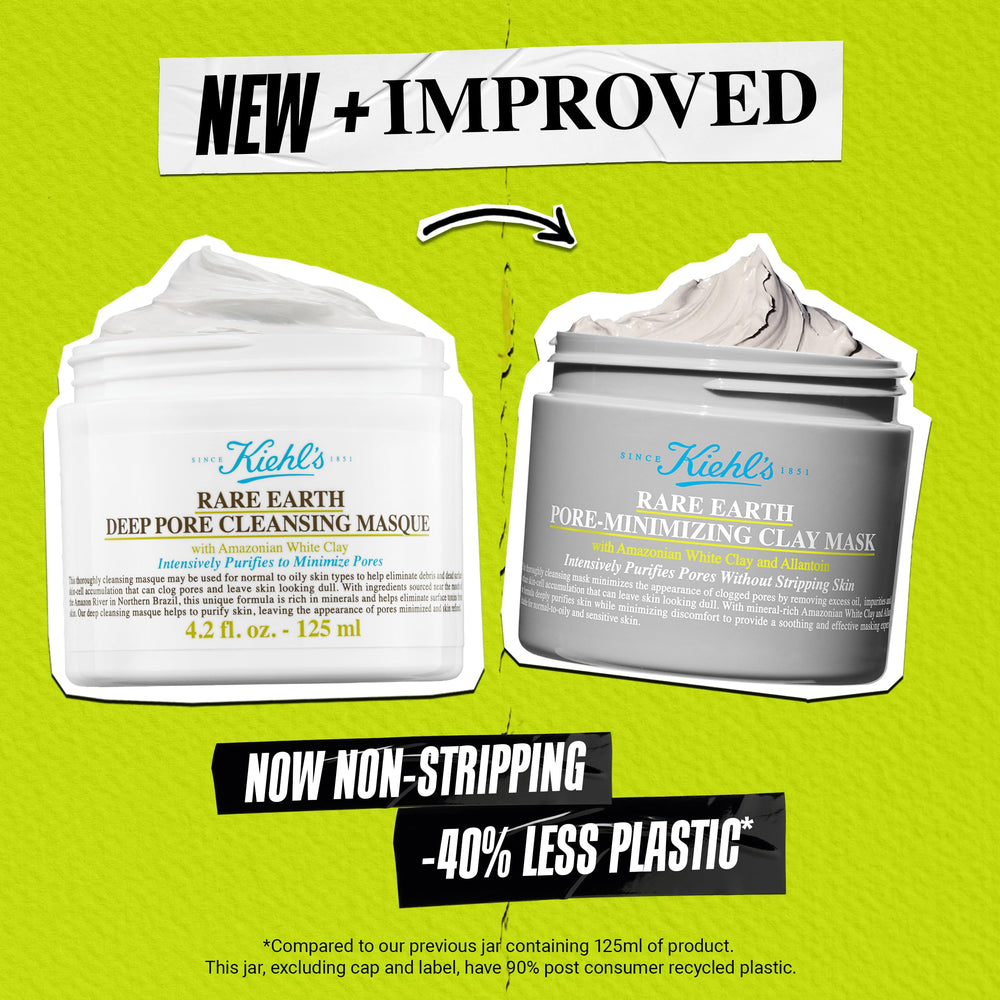 Kiehl's Rare Earth Masque: logo et étiquette visibles, produit de qualité.