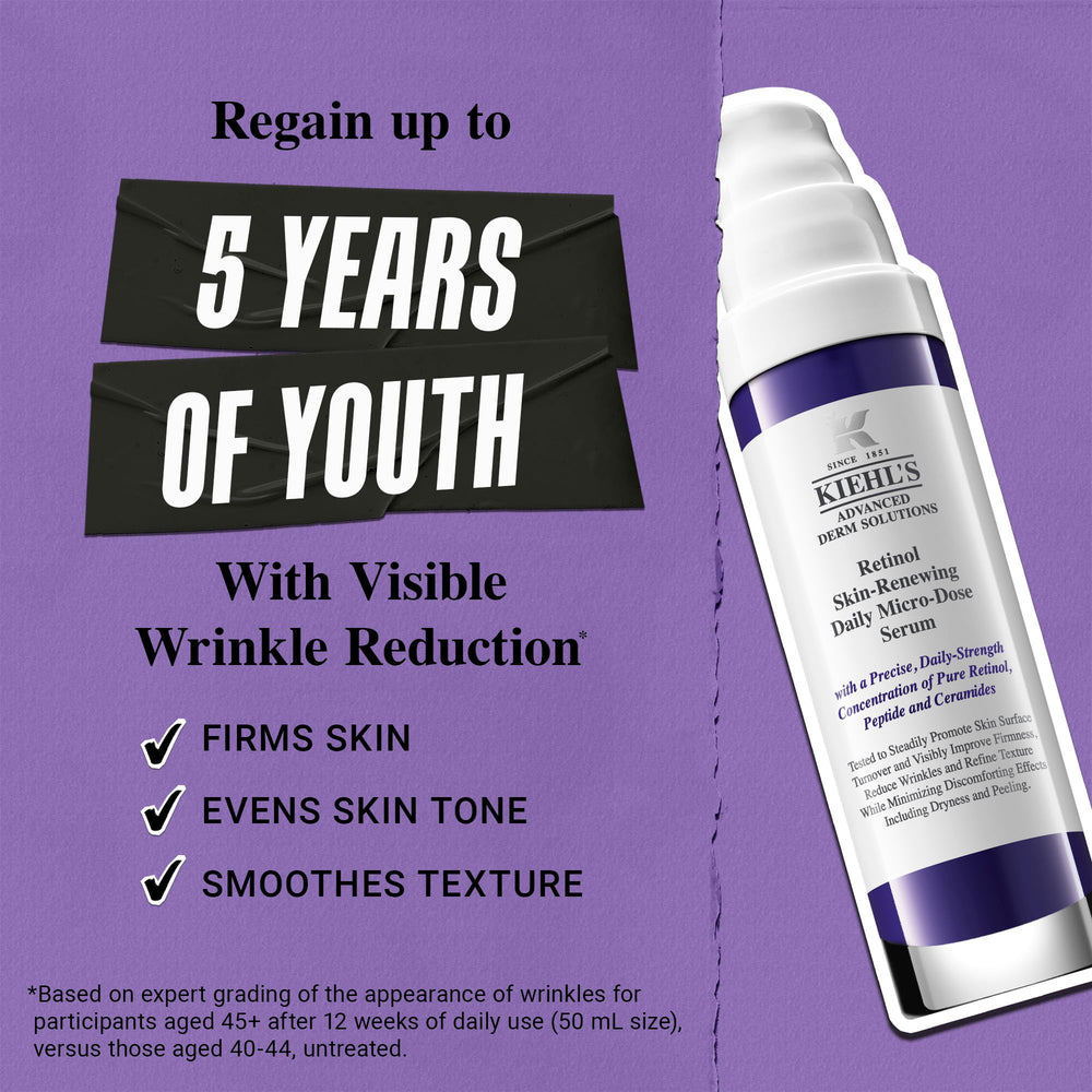 Kiehl's Serum retinol applique-main: texture légère prête à pénétrer rapidement.