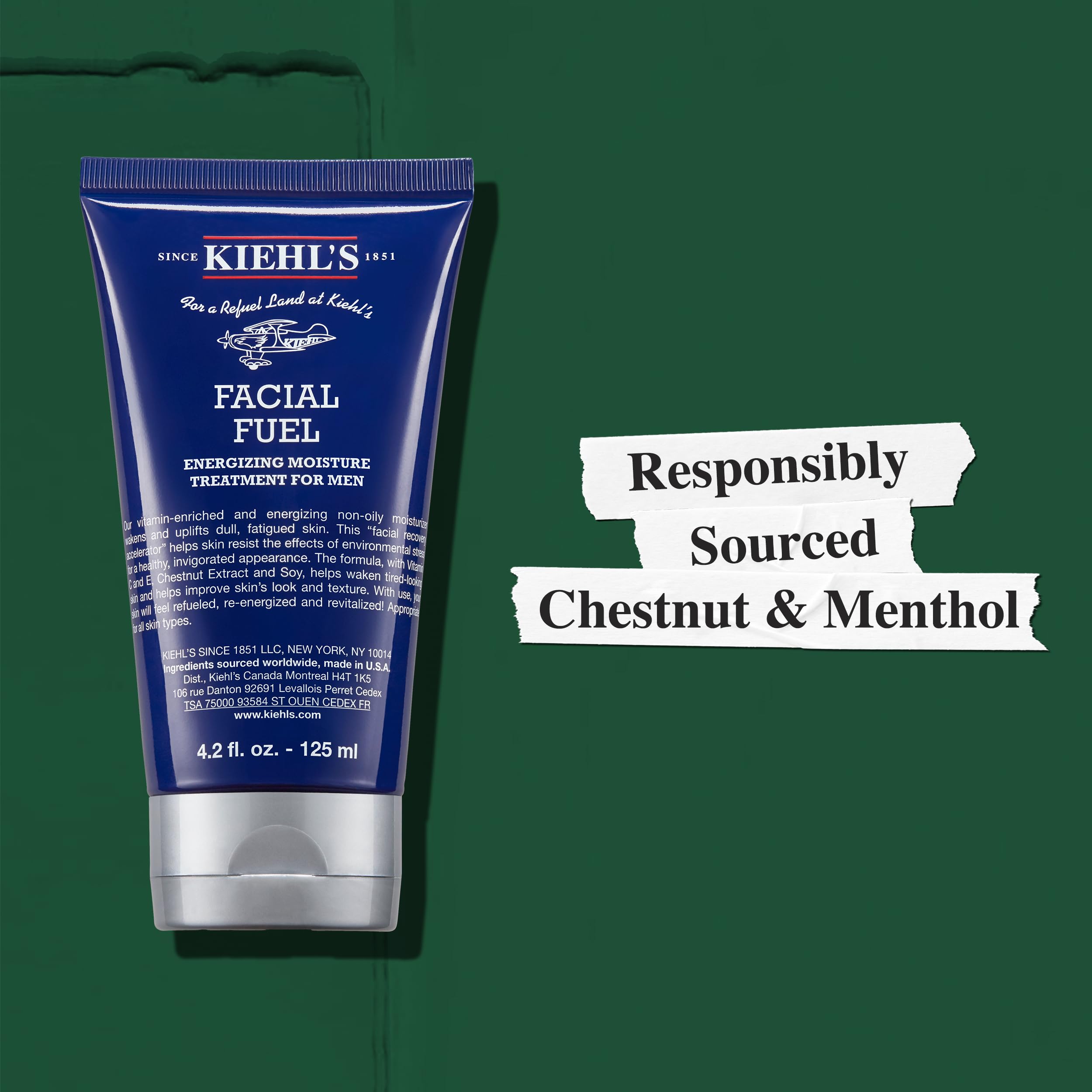 Kiehl's Soin Visage Homme: caféine dynamisante pour la peau.
