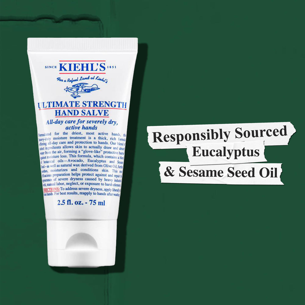 Kiehl's Ultimate Strength Hand Salve – huile de sésame adoucissante et nourrissante.
