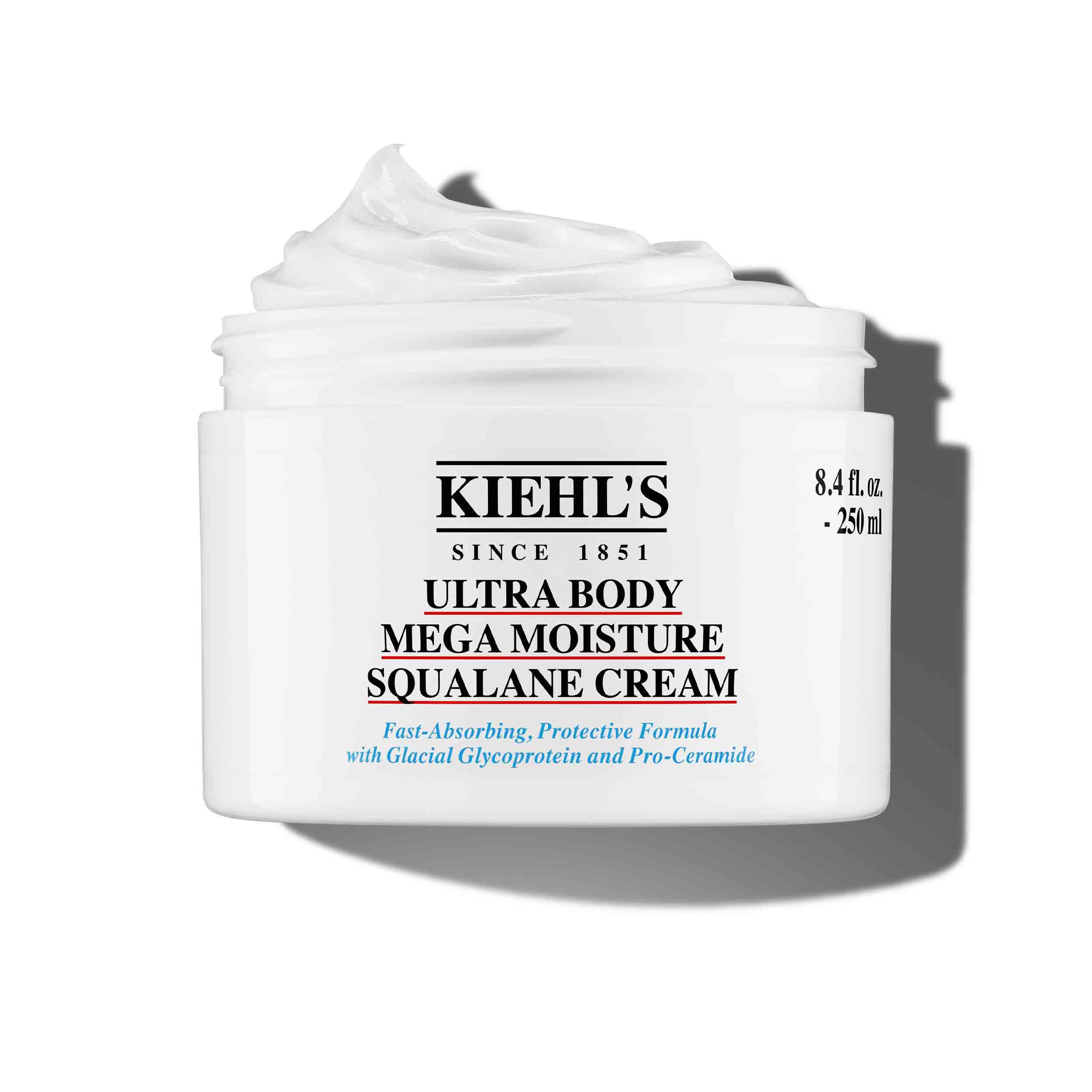 Kiehl's Ultra Body Barrier Repair Cream en flacon, démontrant une hydratation efficace pour peau sensible