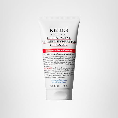 Kiehl's Ultra Facial Barrier-Hydrating Cleanser – utilisation quotidienne pour peau propre et fraîche.