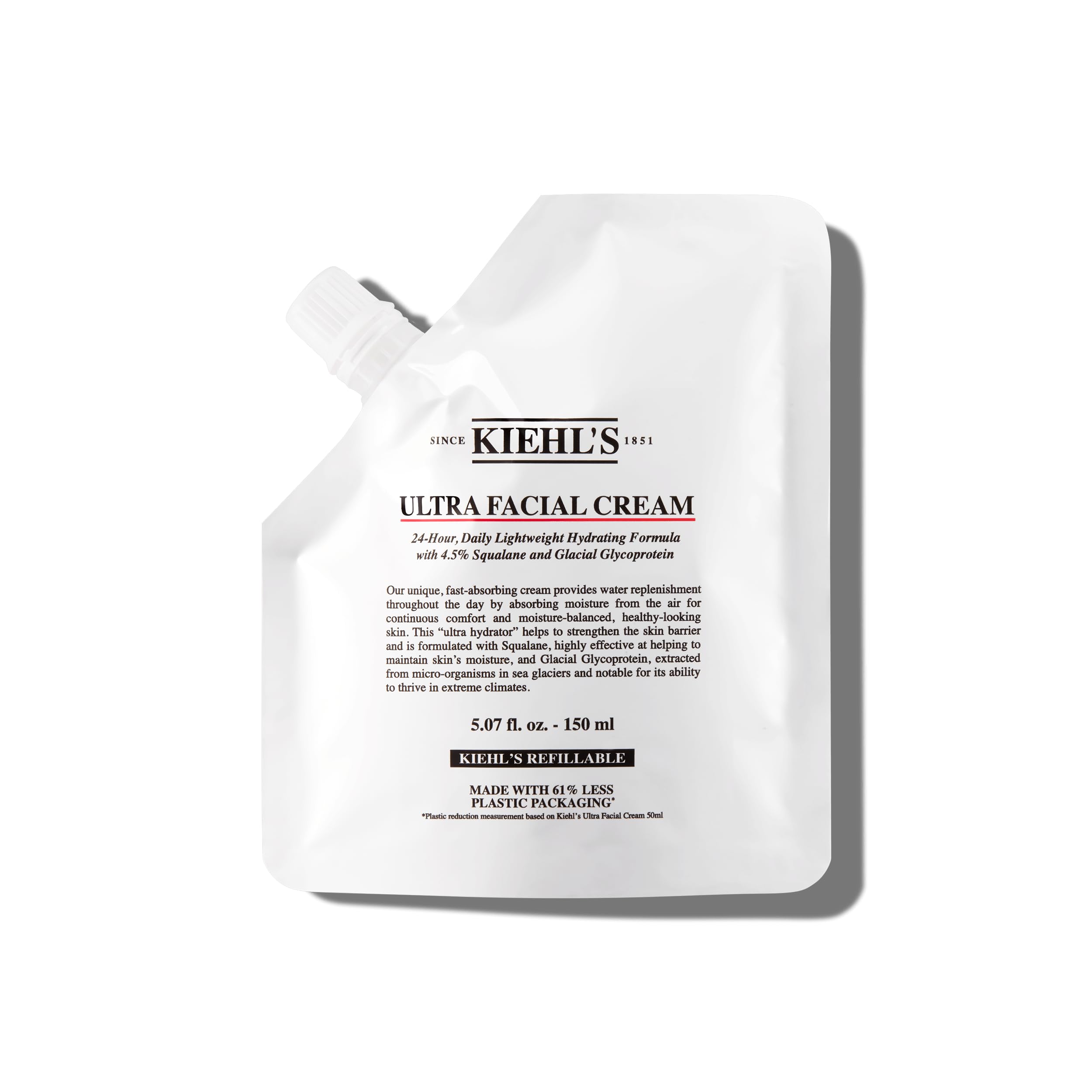 Kiehl's Ultra Facial Cream dans son pot ouvert, texture légère prête à hydrater la peau.