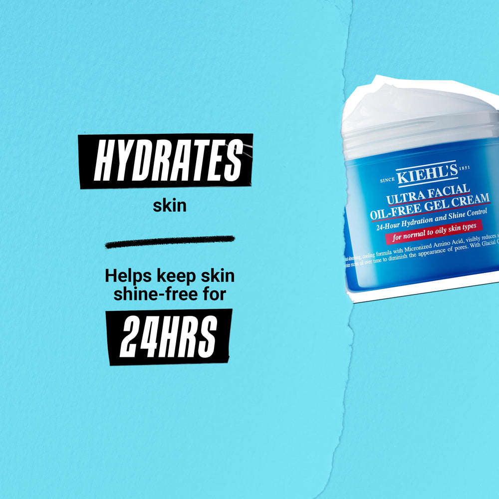 Kiehl's Ultra Facial Gel-Crème sans huile, parfum et alcool absents pour peau sensible.