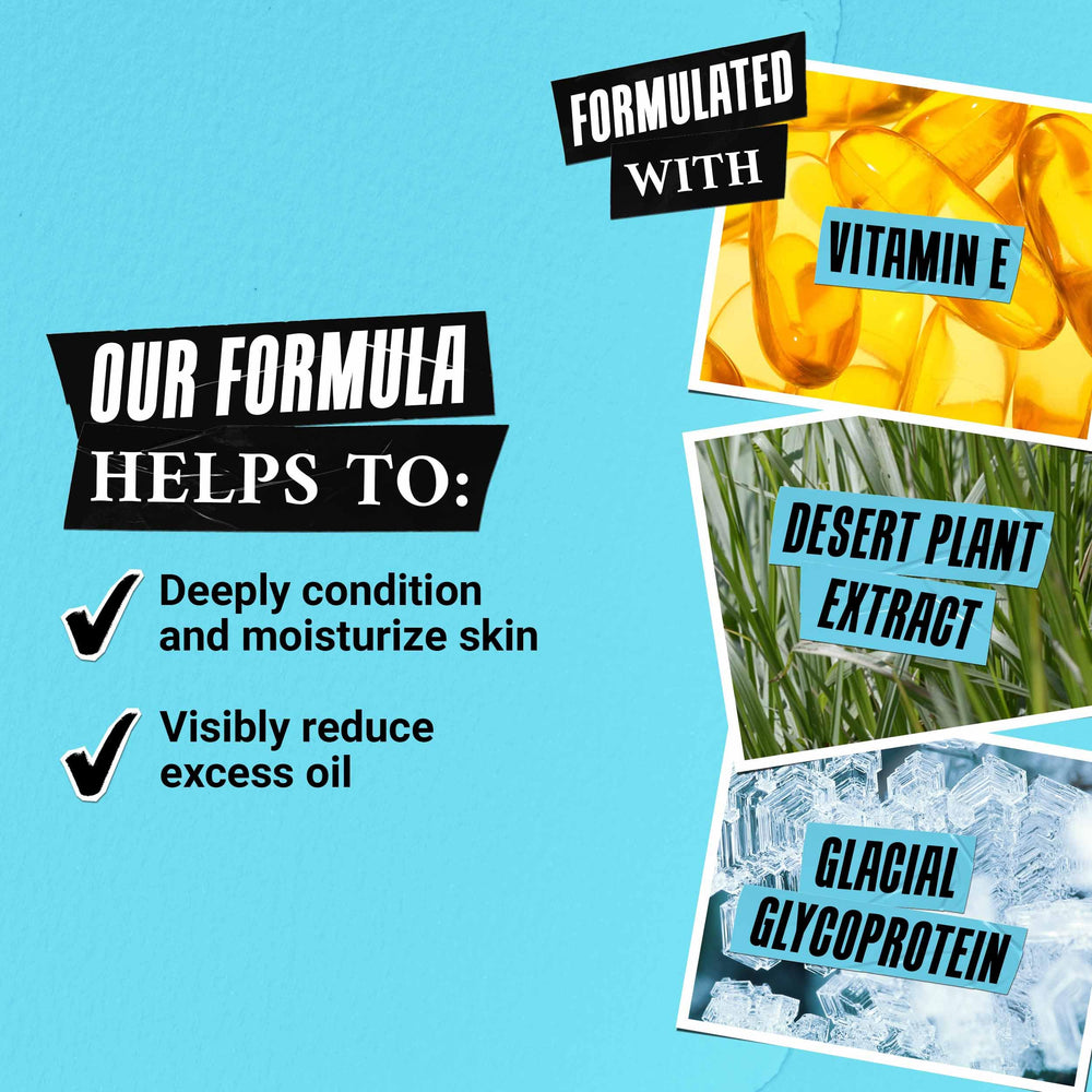 Kiehl's Ultra Facial Lotion sans huile — glycoprotéine glaciaire et ingrédients clés.